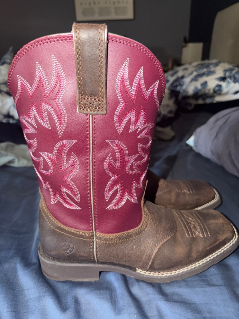 Ariat Brown Footwear with Pink Shaft Cowboy Boots - Picture 3 of 7
